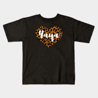 Cute Leopard Print Yaya Heart Kids T-Shirt